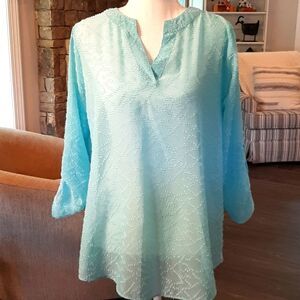 Cato 3/4 Sleeve Size Small Blue Blouse